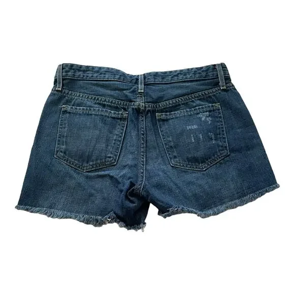 Mossimo Womens Denim Shorts Size 4 Boyfriend Cut Off Distressed Blue Jean Shorts - Picture 2 of 5
